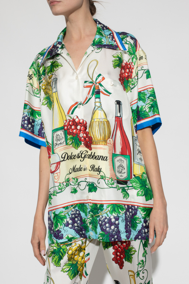 DOLCE & GABBANA DG オープンワーク 刺繍 ジャージ Tシャツ DOLCE-GABBANA-Pigs-Printed-